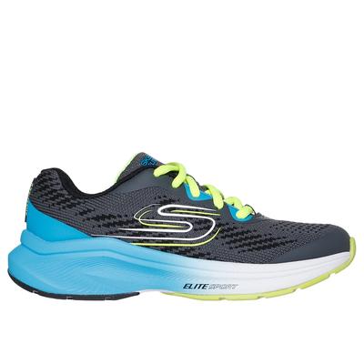 Skechers Boy's Elite Sport Stride Sneaker | Size 4.0 | Charcoal/Blue | Textile/Synthetic | Machine Washable