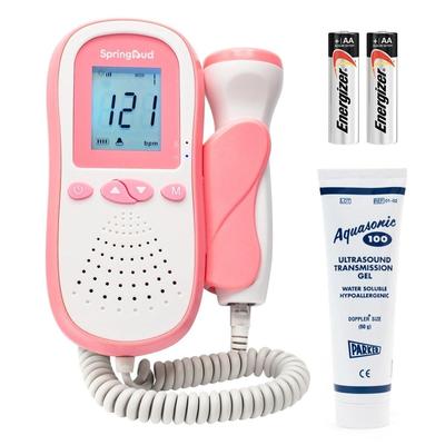 SpringBud FD-500B Fetal Doppler with 60g Ultrasound Gel FDA Cleared - Pink