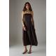 Warehouse Womens Satin Lace Trim Detail Godet Strappy Midi Dress - Chocolate - Size 14 UK | Warehouse Sale | Discount Designer Brands