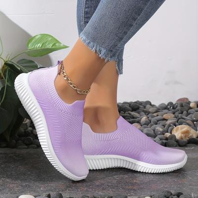 TEMU Women's Lightweight Purple Slip-on Sneakers - Breathable Fabric Upper, Comfortable Rubber Sole, Casual Shoes, Casual Footwear | Stylish Casual Shoes | Image