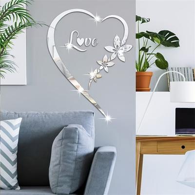 TEMU 1 Set Of Flower Acrylic Mirror Wall Stickers, Self-adhesive Wall Stickers, Home Decor Wall Stickers, Bedroom Living Room Wedding Decoration Image