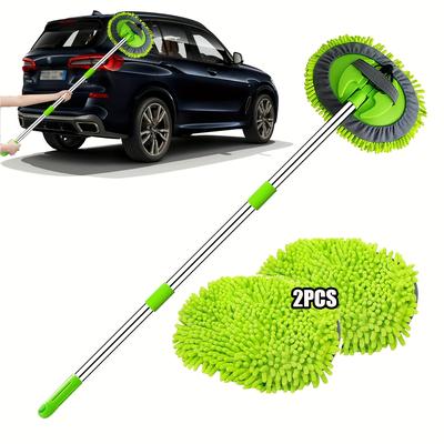 "TEMU Microfiber 48" Car Wash Mop With Long Handle - Scratch-free Detailing For Cars, Trucks, Suvs, Rvs, Boats - Includes Chenille Sponge Duster" Image