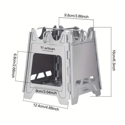 TEMU Tiartisan 1pc Pure Titanium Camping Stove, Ultralight Foldable Outdoor Firewood Grill, Portable Charcoal Burner For Easter, Thanksgiving, Christmas, Halloween, New Year - No Ignition Function Image
