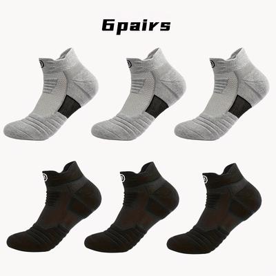 TEMU 6 Pairs Unisex Crew Socks With Cushioned Sole For Running, Hiking & Outdoor Activities - Moisture-wicking, Breathable Mesh, Reinforced Heel & Toe - Gray, Black, White Image