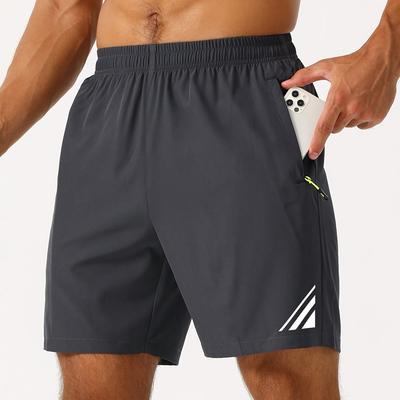 TEMU Men' Black Shorts With - Quick-dry, Lightweight, Zippered Pockets, Drawstring Waistband - Ideal For Casual Wear & Outdoor Activities, Casual Wear Shorts|stylish Shorts|zippered Shorts Image