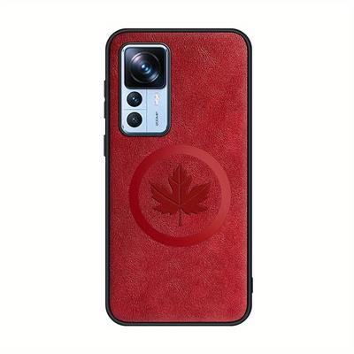 TEMU Luxury Leather Phone Case For Xiaomi 15pro, 14t, 13t, 13lite, 14, 12x, 12spro, 12t, 12s Ultra, 11t, And 11x, Featuring Magnetic Support And Compatibility With Car Holders, In Burgundy Color. Image