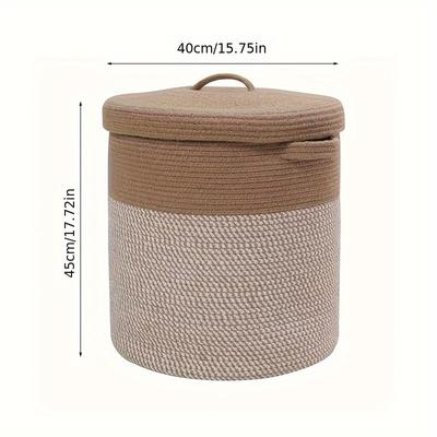 TEMU European-style Household With Cover Rope Dirty Clothes Basket Oversized Dirty Clothes Basket Storage Basket Sundries Storage Basket Image