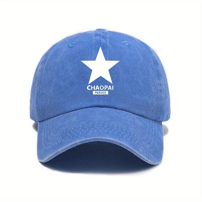 TEMU Unisex Adjustable Baseball Cap - Shield Outdoor Hat With Breathable 6-, Star Emblem & Chapoai France Text, Multiple Colors For , Casual Urban Style, Summer, Durability Image