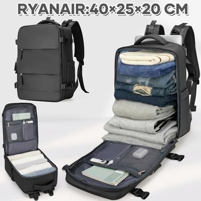 TEMU Ryanair-approved, Slim 40x20x25cm Travel Backpack - Lightweight Nylon, Easy-seat Under Seat Design, Ideal For Short Trips, Compatibility, Black Image