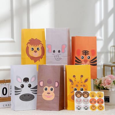 TEMU 24pcs 12pcs Animal Party Gift Bags + 12pcs Stickers, Suitable For Birthday Parties And (6 Styles, 2pcs Each) Image