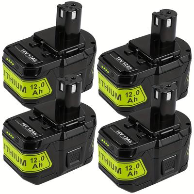 TEMU 4pcs 12.0ah P109 Battery For Ryobl 18v High Capacity Lithium One+ Plus P109 Cordless Tools Image