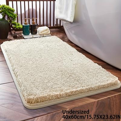 TEMU Luxurious Non-slip Bathroom Rug - Soft Plush, Absorbent, , 3.3cm Thick Polyester Blend Mat For Home Decor, Ideal For Living Room, Kitchen, Bedroom, Farmhouse - Machine Washable, Bathroom Mat Image