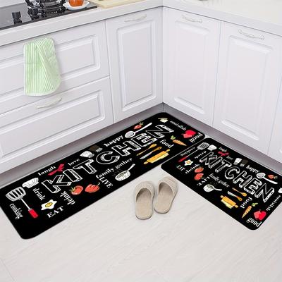 TEMU Kitchen Spoon Pattern Flannel Mat Set 2pcs/3pcs, Non-slip Mat, Suitable For Sink, Bedroom, Living Room And Dining Area - Easy To Clean Image