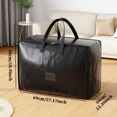 TEMU 1pc Large Capacity Storage Bag, Folding Moving Bag, Portable Mobile Bag, With Strong Zipper And Handle, Space Storage Bag, Can Store Bedding, Clothes, Quilts, Toys, Etc, Mounted Closet Systems Image