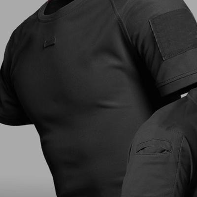 TEMU Men's Quick-dry Breathable Short Sleeve T-shirt - Moisture-wicking Olive With Sleeve Patches, Regular Fit For Gym, Hiking, Outdoor Sports & Casual Wear, Gym Apparel, Shirt, Shirt Image