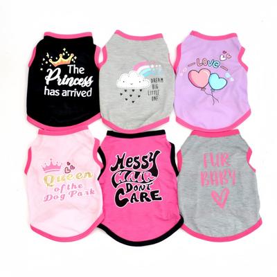 TEMU 6pcs Pet Clothing For Dogs And Cats, Spring And Summer Letter Printed T-shirts, Cool And Breathable Shirts For Pets, Lightweight Pullover Vests For Girl Dogs. Image