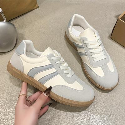 TEMU Women's 2025 Training Shoes - Spring , Slip-resistant, Casual & Sporty Sneakers With Lace-up Closure, Rubber Sole, And Stylish Stripes, Casual Footwear | Trendy Casual Shoes | Rubber Base Image