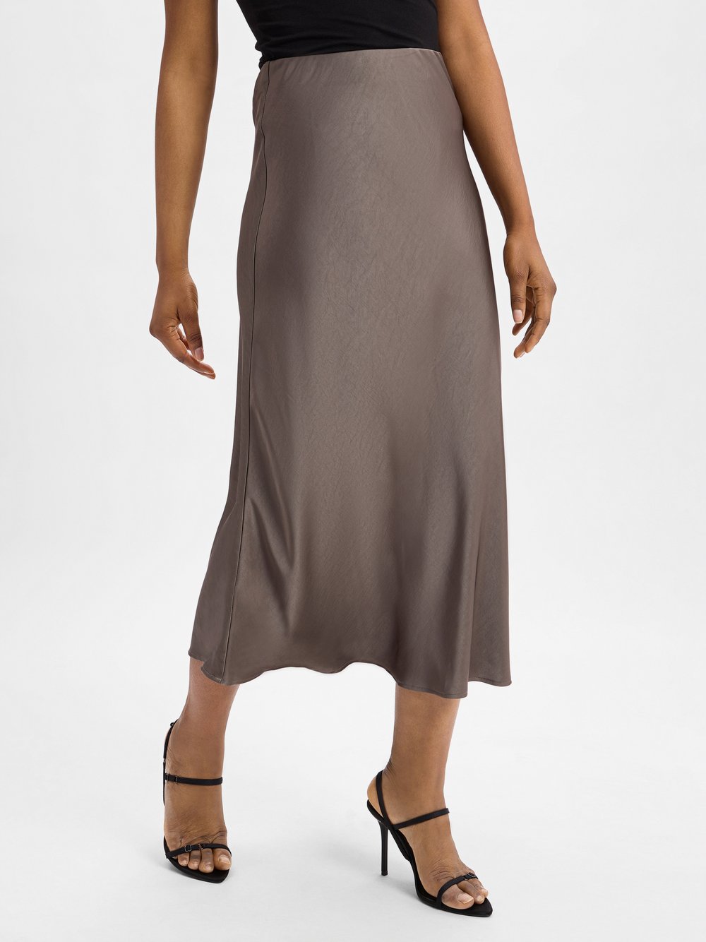 Neo Noir Satin-Maxirock Damen grau, 42