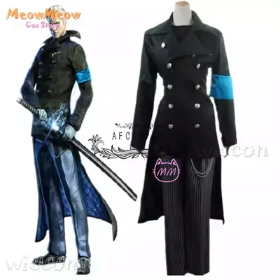 Anime Spiel DMC Vergil Cosplay Kleidung Kostüm Perücke Halloween Cosplay Kleidung Devil Hunter May Image