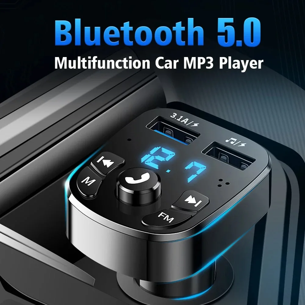 Dual USB Auto Schnellladegerät MP3 Player FM Bluetooth Empfänger Bluetooth Kompatibel 5.0 FM Sender USB Flash Drive Stecker Car Kit Image