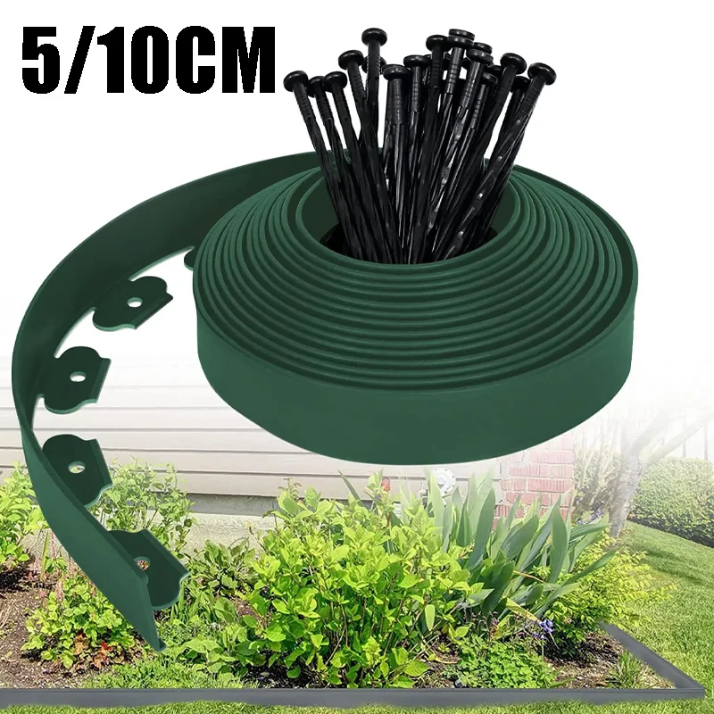 5/10 m Landschaftskanten-Rand, Rasen-Rand-Set, Kunststoff-Kanten-Rand, flexibel für Garten-Blumenbetten, Rasen, Hof, Weg Image