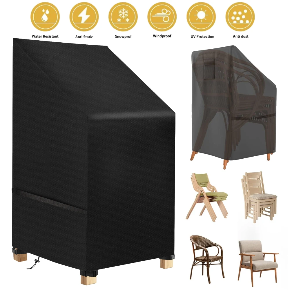 Wasserdichte Gartenstuhlbezüge, Anti-UV, 210D Oxford-Stoff, stapelbare Stühle für den Außenbereich, Terrassenstuhlbezüge, Möbelschutz Image