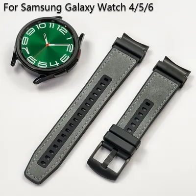 Silikon Leder armband für Samsung Galaxy Uhr 6 5 4 40mm 44mm Ersatz keine Lücken Armband für Galaxy Image
