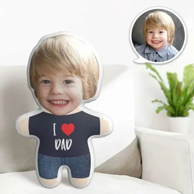Diy-Kissen, individuelles Gesichtskissen, niedlich, „I Love Dad“, Minime, personalisiertes Foto, Minime-Kissen, Geschenke Image