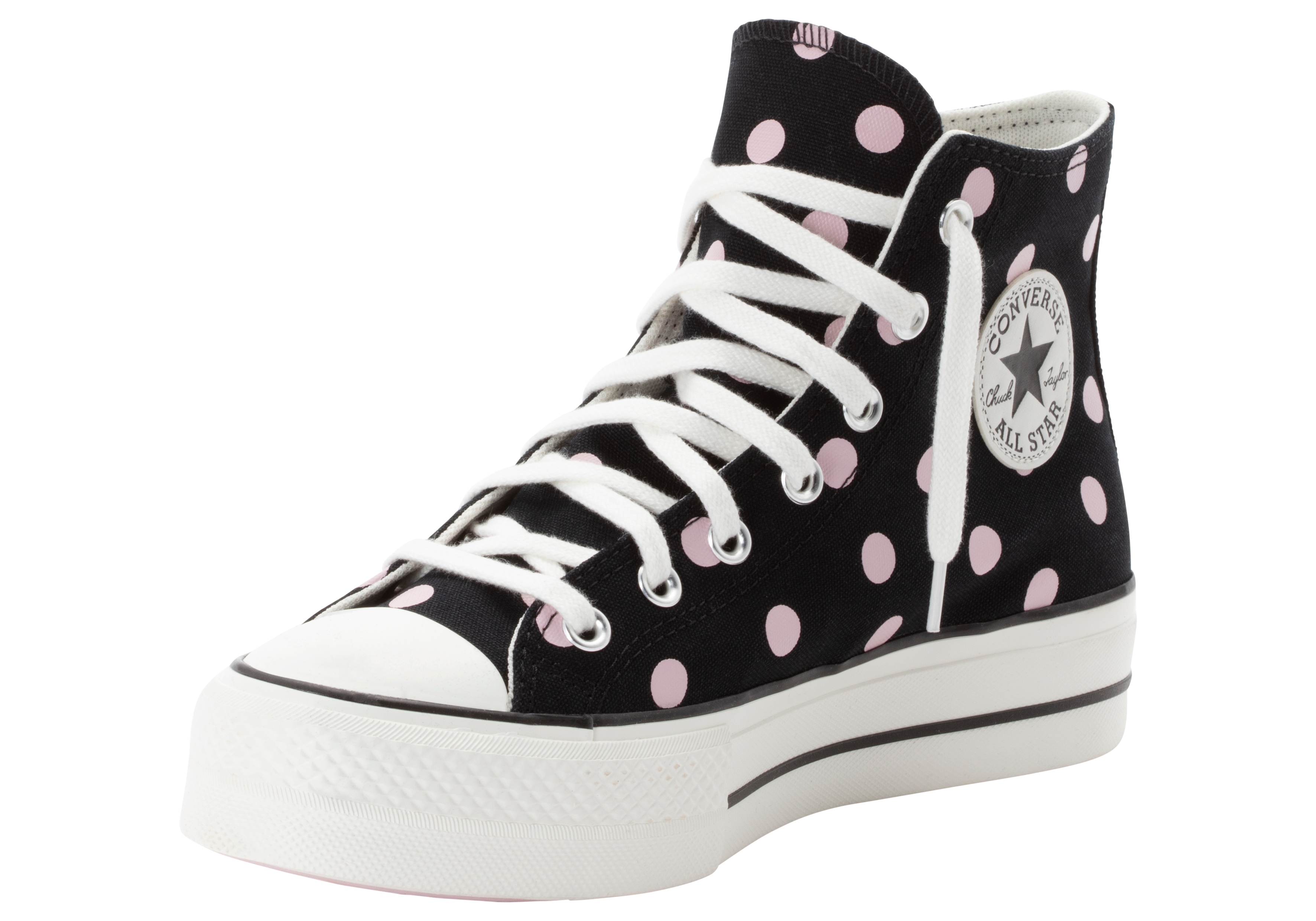 Sneaker CONVERSE "CHUCK TAYLOR ALL STAR LIFT", Damen, Gr. 37,5, schwarz (schwarz, summit pink, egret), Textil, Schuhe Sneaker