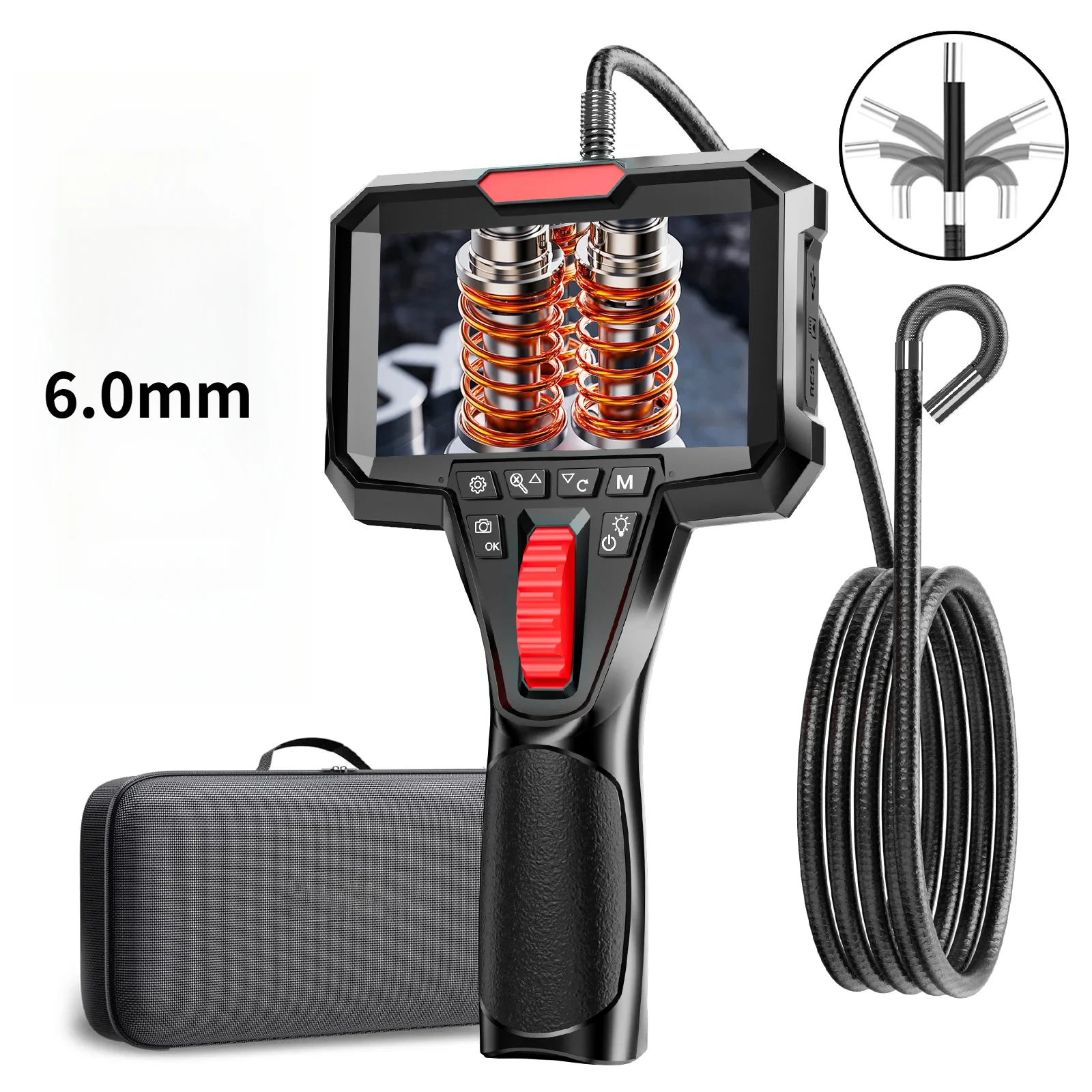 Gelenkendes Endoskop mit 4,3-Zoll-Monitor, 1080P, 6,4 mm HD, lenkbare Endoskopkamera mit Gelenksonde für die Motorinspektion Image