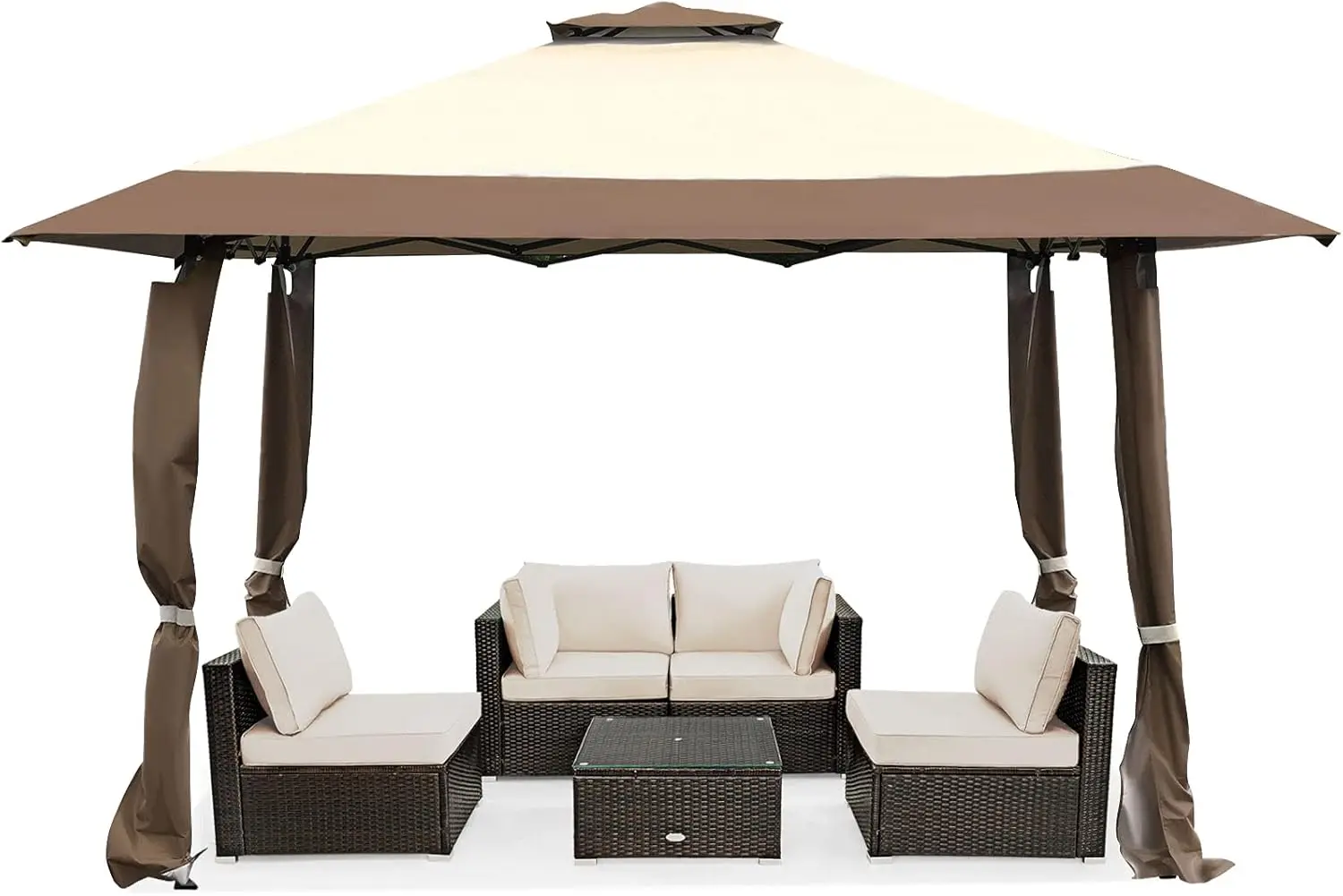 4x4 m Pavillon mit Doppel dach, wasserdicht, stabil, winterfest, UV-Schutz 50, Klapp pavillon, Garten pavillon