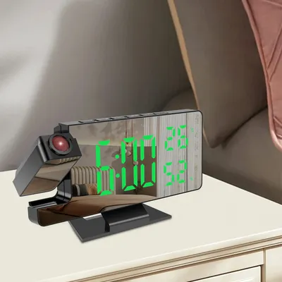 Digitaler Alarm 180 ° Drehen Sie Projektoruhr, dimmbare digitale Wecker mit Schlummerfunktion, für Zuhause, Büro, Wohnheim, 12/24 Stunden, Projektor-LED-Uhr