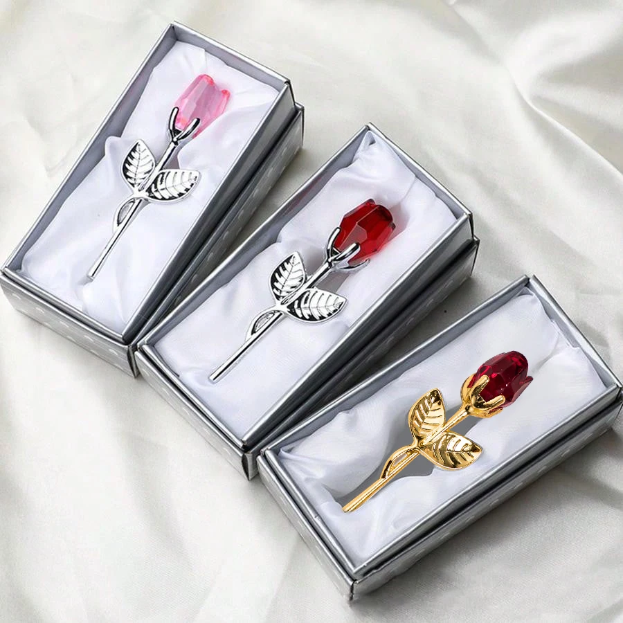 1 Stück Kristallrote Rose Geschenk für Sie mit Verpackung Rose mit silbernen Blättern Unendlichkeitsblume Einzigartiges Geschenk für Frauen zum Valentinstag Image