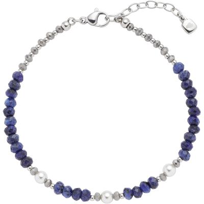 Armband LEONARDO "Anjana, 024312", edelstahlfarben, blau, grau, weiß, blau, Armbänder, Damen, Edelstahl-Perlen, Edelstahl, Perlen, mit Sodalith - mit Glasperle, Perle (imitiert) Image