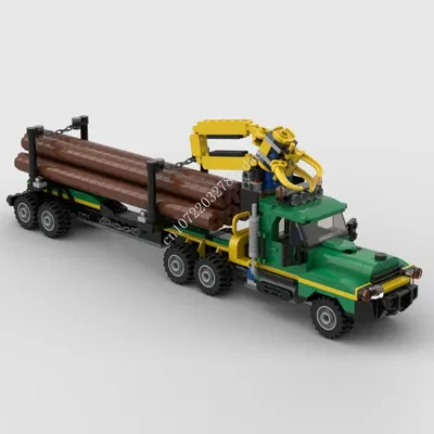 500PCS MOC Stadt Transport Fracht Lkw Schwere Protokollierung Lkw Modell Bausteine Ziegel DIY Image