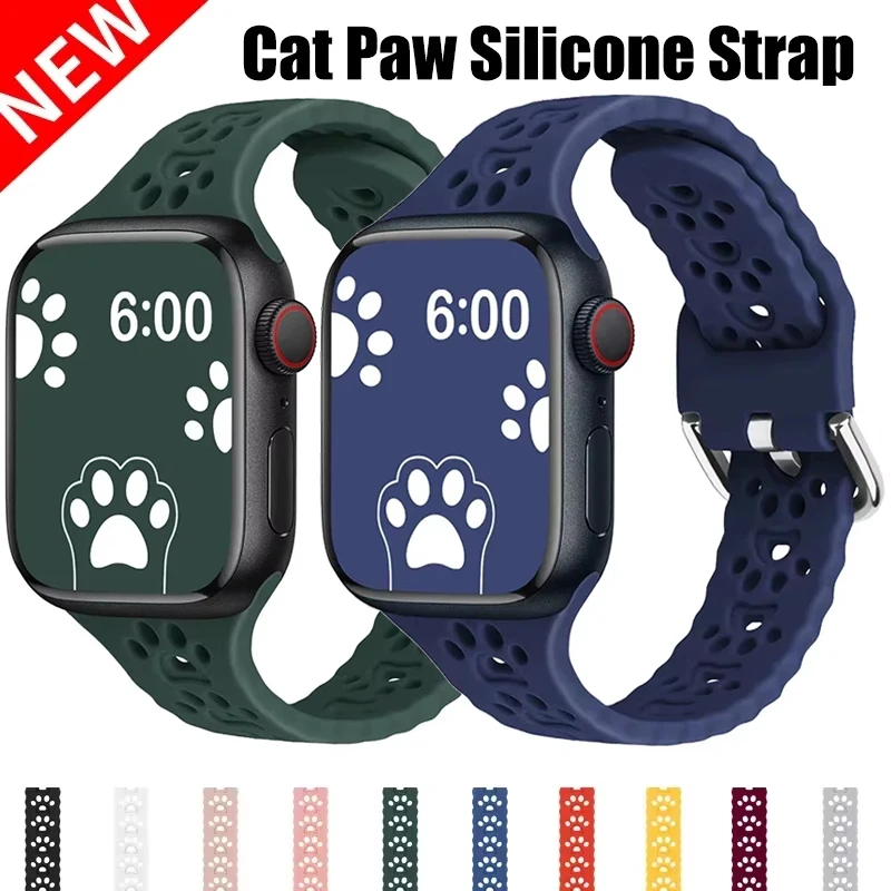 Katzenpfoten-Silikonarmband für Apple Watch Band 44 mm 40 38 mm Correa 42 46 mm Armband iWatch Serie Ultra 10 9 8 7 SE 6 5 49 mm 45 mm Image