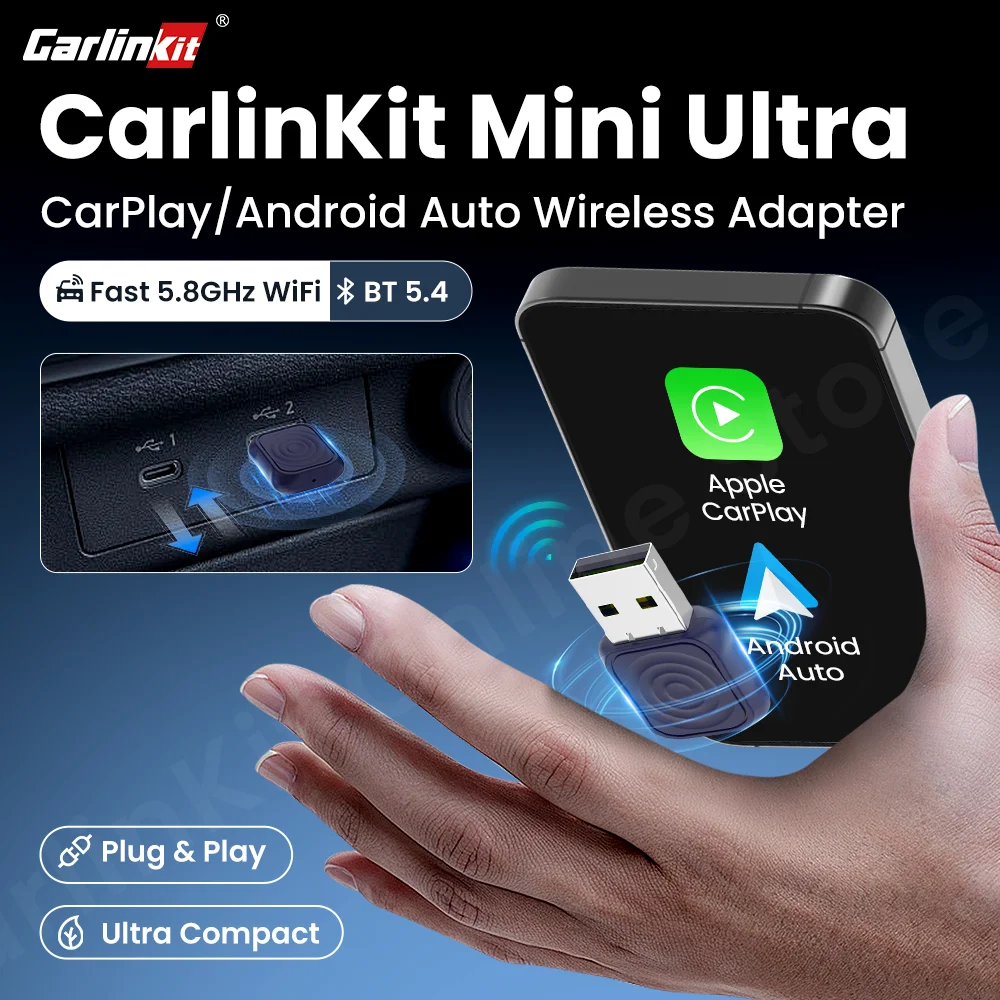 2025 CarlinKit 5.0 Mini Ultra Wireless CarPlay Android Auto-Adapter für Auto-Infotainment-Upgrade Bluetooth 5,4 GHz WLAN 5,8 GHz Image