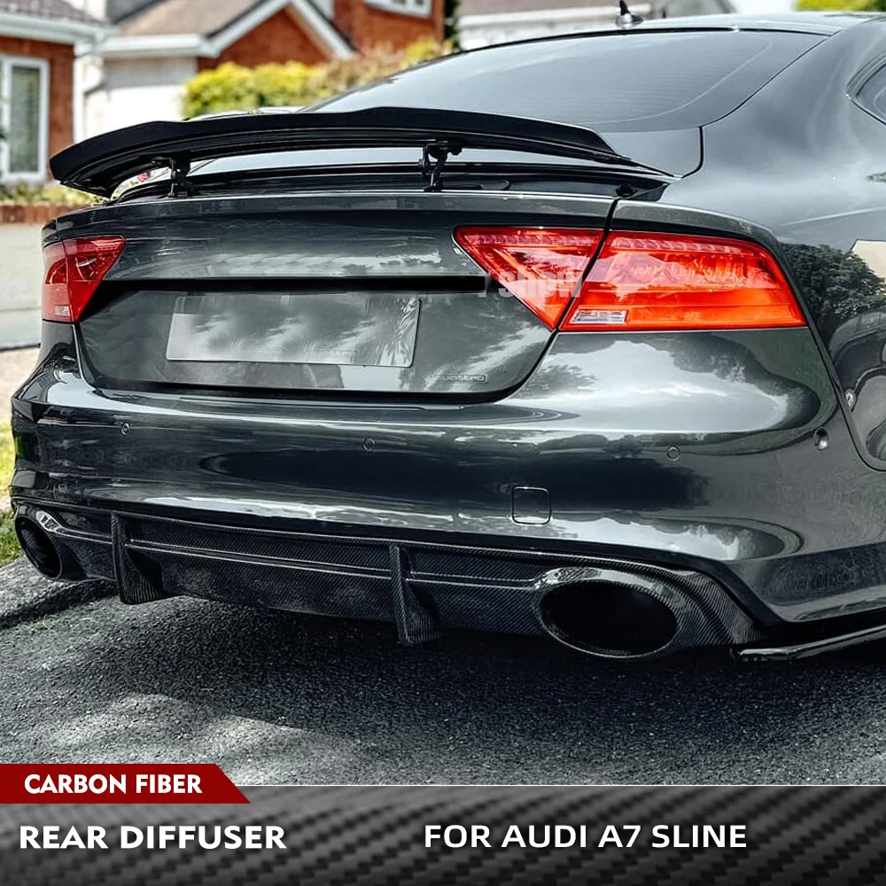 Für Audi A7 Sline 2011-2014 Carbon Faser Auto Hinten Stoßstange Diffusor Lip Spoiler Racing Hinten Diffusor Lip Schürze schutz Auto Body Kit Image