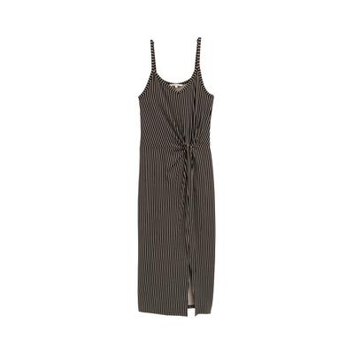 TOM TAILOR DENIM Damen Midi-Trägerkleid mit Twist-Detail, schwarz, Gestreift, Gr. XXL Image