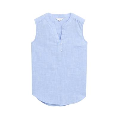 TOM TAILOR Damen Blusentop aus Baumwolle, blau, Uni, Gr. 38 Image