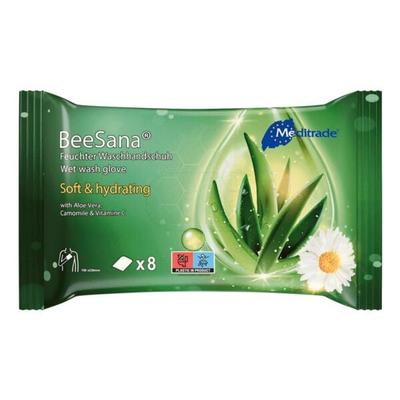 Meditrade 8er-Pack feuchte Einmal-Waschhandschuhe »BeeSana®« weiß Image