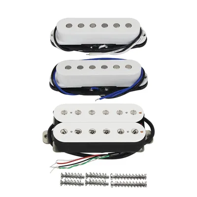 FLEOR 3PCS Alnico 5 Guitar Humbucker Pickup & Single Coil Pickups White HSS SSH Electric Guitar