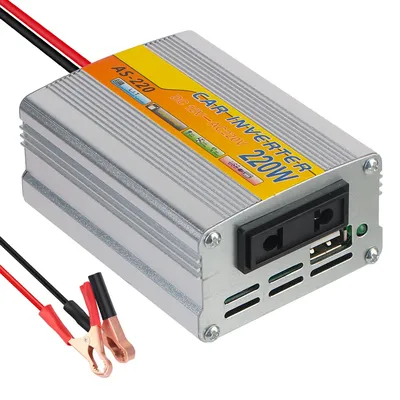 DC 12V To AC 220V 220W Power Inverter Conversion USB Battery Clip Portable USB Voltage Transformer