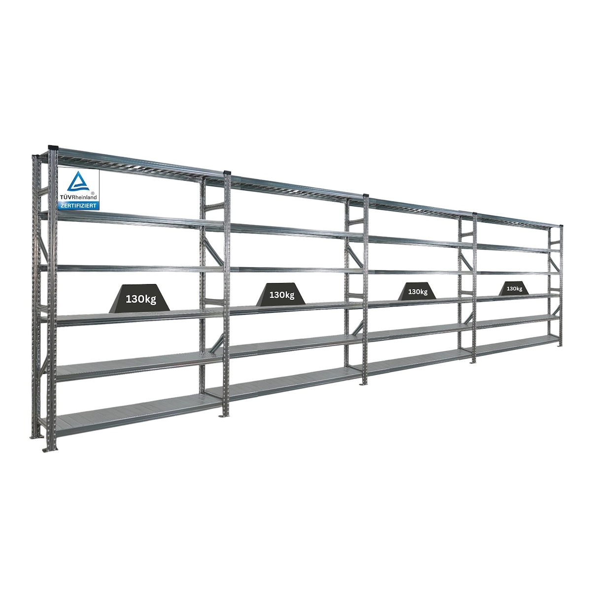 PROREGAL Fachbodenregal PROXIMO Stecksystem | Komplettregal | HxBxT 210x600x40cm | 6 Ebenen | Beidseitig nutzbar | Verzinkt Image