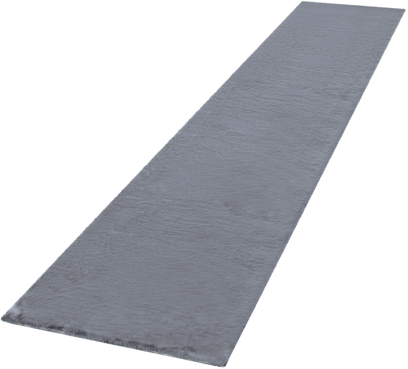 Läufer PACO HOME "Rabbit 780", grau (anthrazit), B:80cm H:26mm L:300cm, Polyester, Teppiche, Kunstfell, Kaninchenfell-Haptik, ein echter Kuschelteppich, Uni-Farben Image