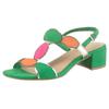 Sandalette MARCO TOZZI, Damen, Gr. 37, grün (grün kombiniert), Textil, Lederimitat, kontrastfarbene Details, elegant, Schuhe, Blockabsatz, Sommerschuh, Riemchensandale mit verstellbarer Schnalle
