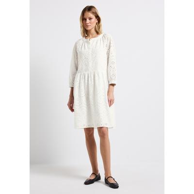 Tunikakleid STREET ONE, Damen, Gr. 36, EURO-Größen, weiß (sanftes weiß), Web, Stoff, Obermaterial: 100% Baumwolle; Unterkleid: 100% Modal, unifarben, casual, comfort fit normal, Rundhals, 3/4-Ärmel Bündchen, Kleider, mit Rundhalsausschnitt Image