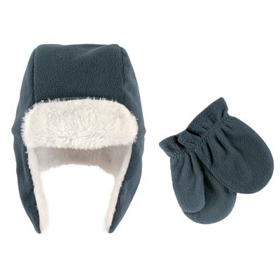 Hudson Baby Toddler Boy Fleece Trapper Hat and Mitten 2pc Set, Coronet Blue
