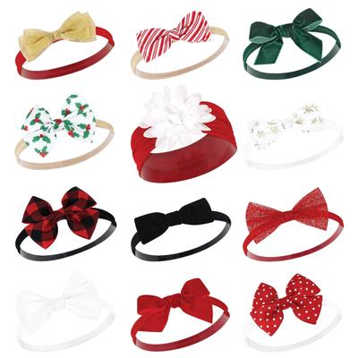 Hudson Baby Infant Girl Cotton and Synthetic Headbands, 12 Days Of Christmas Holly, 0-24 Months - 12 Days Of Christmas Holly