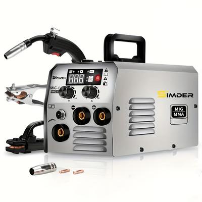 TEMU Wire Feed Welder Without Gas Ssimder 140a 2in 1 Mig Mma Welder With Flux Core, Electrode Welder Igbt Inverter Mig Welder Suitable For Farm Repair Home Diy Car Repair Image